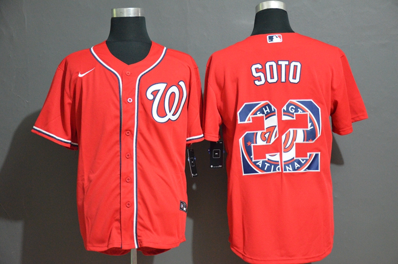 2020 Men Washington Nationals 22 Soto red Game MLB Jerseys